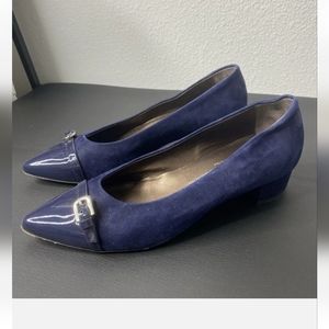 AGL Atillio Giusti Leombruni Blue Suede Pointed Toe Loafers Womens 38 1/2
